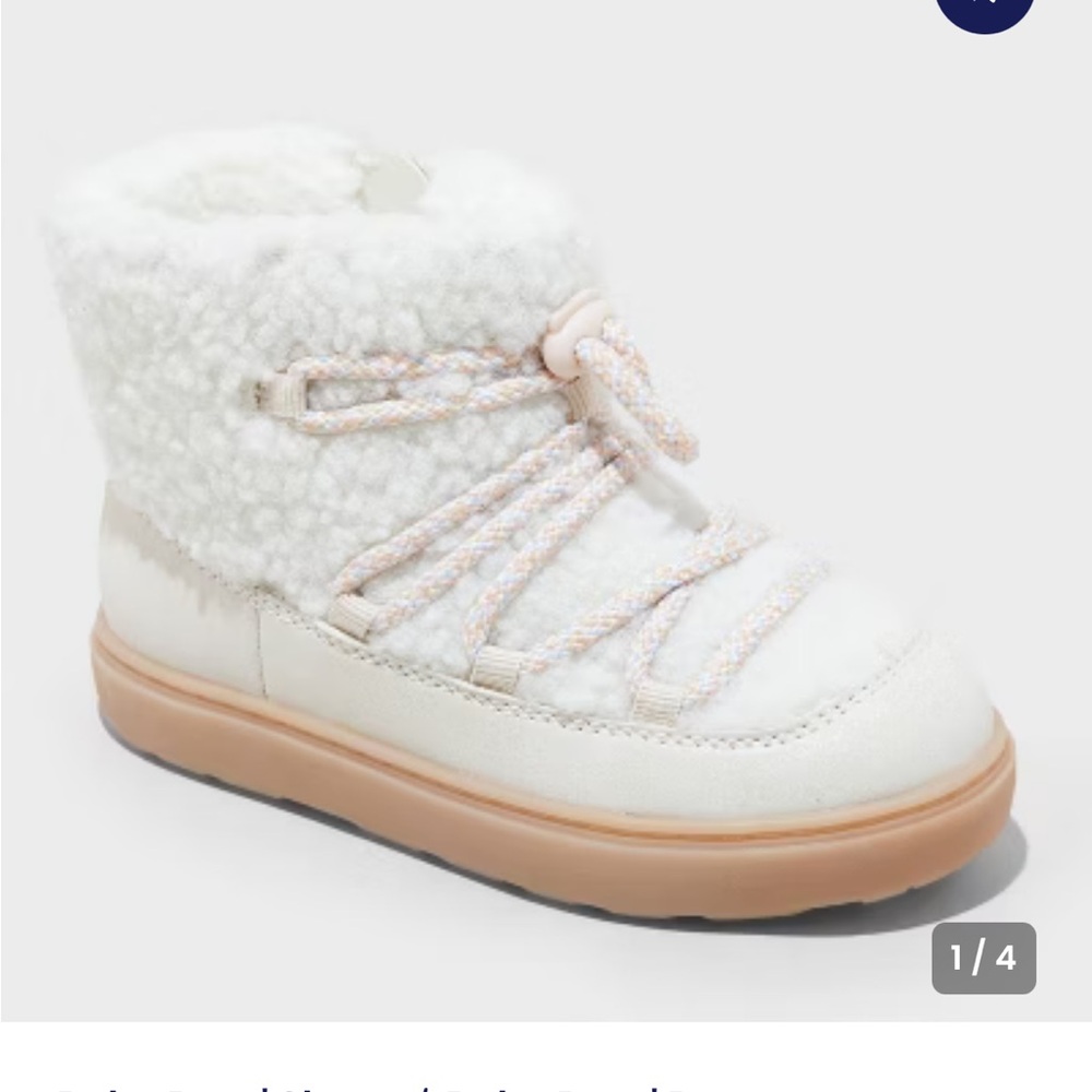New Cat & Jack Cream Fleece-Lined Kids Boots size 5t